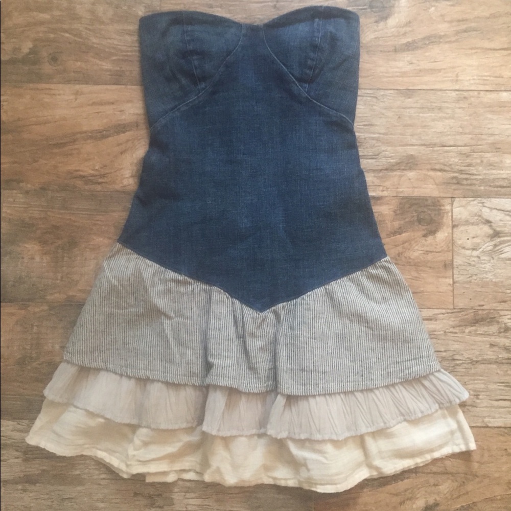 BCBG Denim Sweetheart neck dress